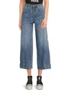 Karl Lagerfeld Women's Button-front Wide-leg Jeans In Blue