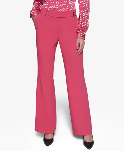 Karl Lagerfeld Women's Button-tab Wide-leg Pants In Teaberry