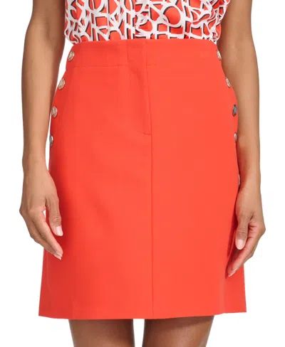 Karl Lagerfeld Women's Button-trim-pocket Mini Skirt In Apple Red