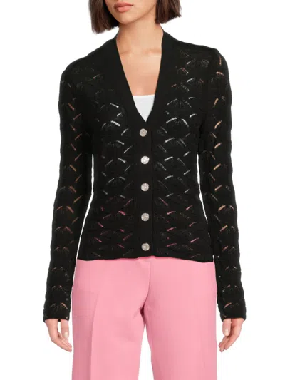KARL LAGERFELD WOMEN'S BUTTON-UP OPEN-KNIT CARDIGAN