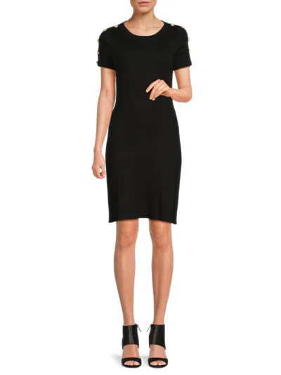 Karl Lagerfeld Women's Buttoned Knit Bodycon Minidress In Black
