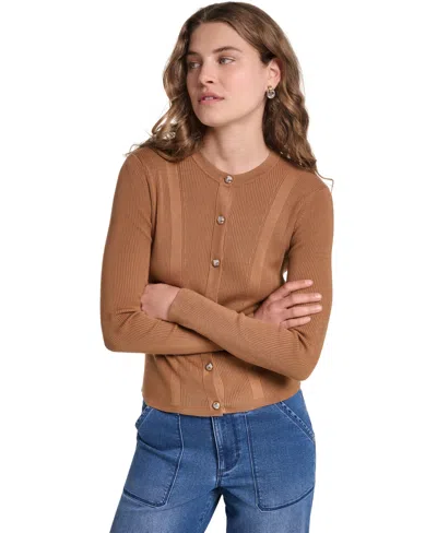 Karl Lagerfeld Women's Button-front Cardigan In Sepia