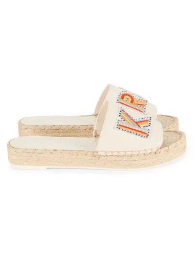 Karl Lagerfeld Women's Caine Logo Studded Espadrille Slides In Baltic Blue