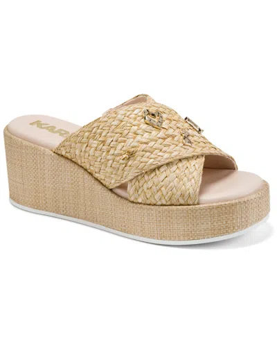 Karl Lagerfeld Women's Caleigh Atelier Slip-on X Band Wedge Sandals In Brown