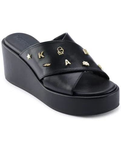 Karl Lagerfeld Caleigh Platform Wedge Sandal In Black