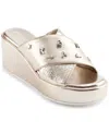 Karl Lagerfeld Caleigh Platform Wedge Sandal In White Gold