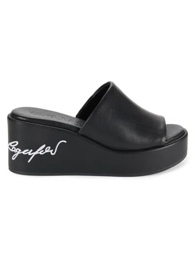 Karl Lagerfeld Women's Calvina Logo Wedge Heel Platform Sandals In Black