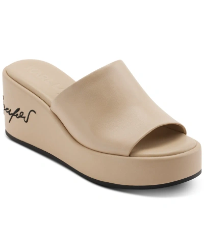 Karl Lagerfeld Calvina Womens Open Toe Wedge Wedge Sandals In Dusty Nude