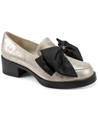 Karl Lagerfeld Women's Camilia Bow Slip-on Loafers In Silver