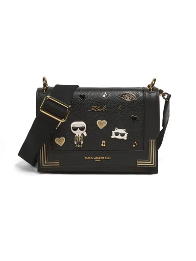Karl Lagerfeld Women's Camille Embellished Leather Crossbody Bag In Black