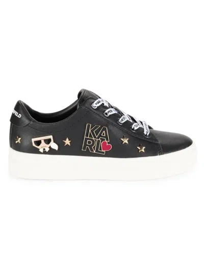 KARL LAGERFELD WOMEN'S CAMMY EMBELLISHED LOGO LOW TOP PLATFORM SNEAKERS