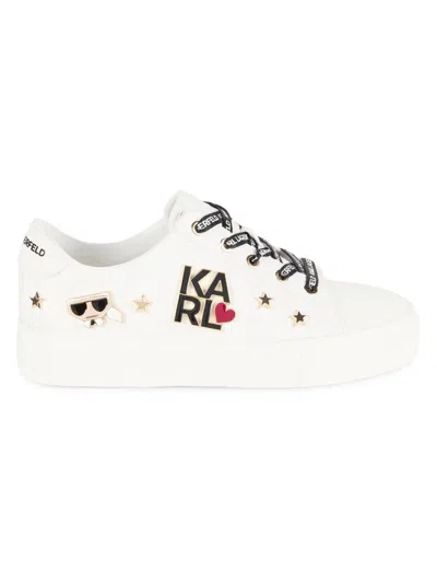 Karl Lagerfeld Women's Cammy Embellished Logo Low Top Platform Sneakers In Bright White