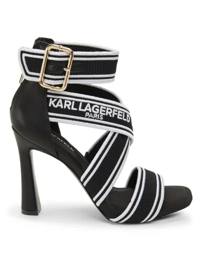 Karl Lagerfeld Women's Careliz 101mm Logo Block Heel Sandals In Black