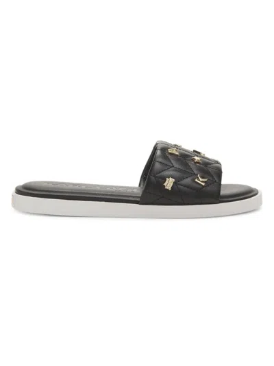 Karl Lagerfeld Women's Carenza Quilted Leather Flat Sandals In Black
