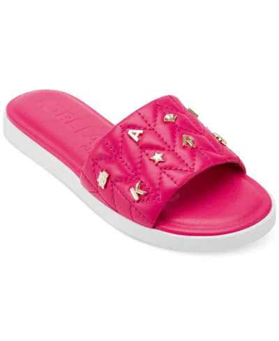 Karl Lagerfeld Women's Carenza Studded Slide Sandals In Teaberry