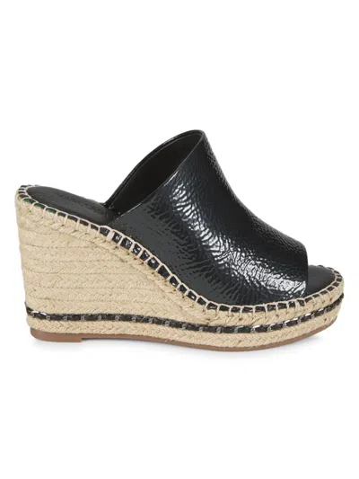 Karl Lagerfeld Women's Carina 95mm Leather Wedge Espadrille Sandals In Black
