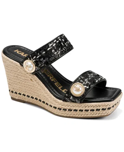 Karl Lagerfeld Women's Carsen Wedge Sandals In Black