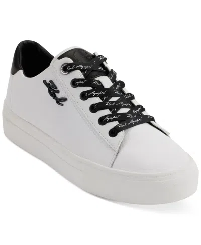 Karl Lagerfeld Women's Carson Lace-up Sneakers In Bright White,black