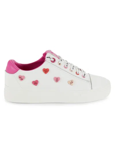 Karl Lagerfeld Women's Cate Heart Low Top Sneakers In Bright White