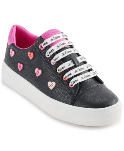 Karl Lagerfeld Women's Cate Heart Pins Lace-up Sneakers In Black