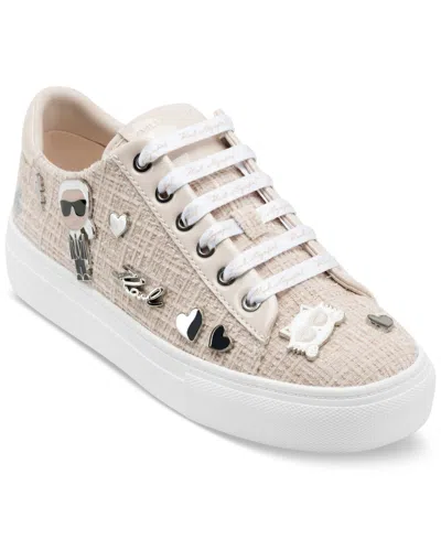 Karl Lagerfeld Women's Cate Pins Lace-up Sneakers In Nude
