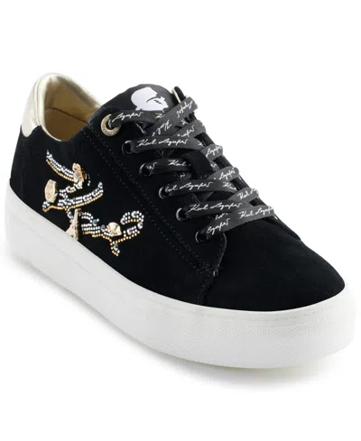Karl Lagerfeld Women's Cate Sayings Lace Up Sneakers In Black,champagne