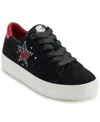 Karl Lagerfeld Cate Sayings Leather Sneaker In Black,ruby