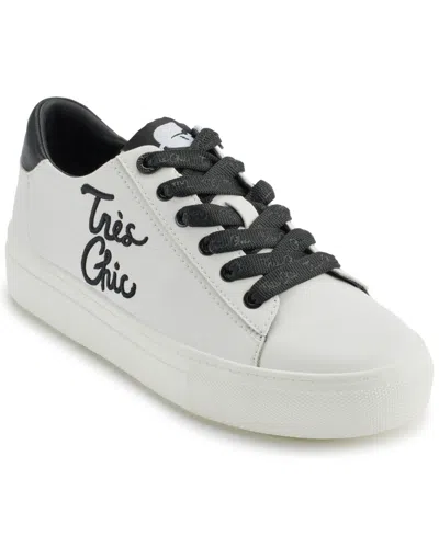 Karl Lagerfeld Women's Cate Sayings Lace Up Sneakers In Bright White,black