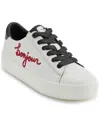 Karl Lagerfeld Women's Cate Sayings Lace Up Sneakers In Bright White,red Plum