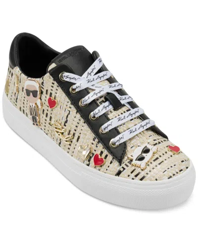 Karl Lagerfeld Women's Cate Sayings Lace Up Sneakers In Natural,black