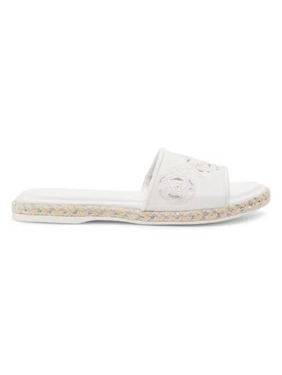Karl Lagerfeld Women's Ceala Leather Flat Sandals In Bright White