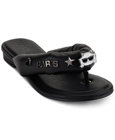 Karl Lagerfeld Women's Ceejay Embellished Thong Sandals In Black