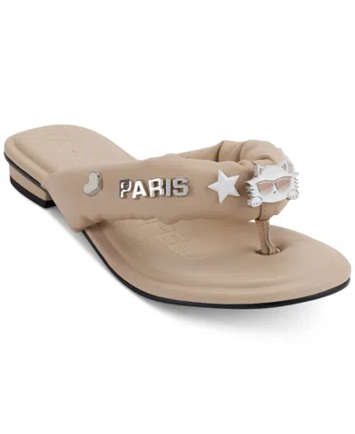 Karl Lagerfeld Women's Ceejay Embellished Thong Sandals In Dusty Nude