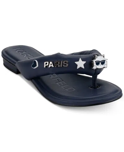 Karl Lagerfeld Women's Ceejay Embellished Thong Sandals In Navy