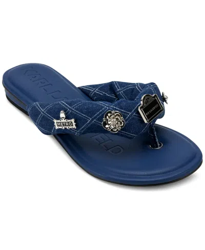 Karl Lagerfeld Women's Ceejay Rue Embellished Sandals In Blue