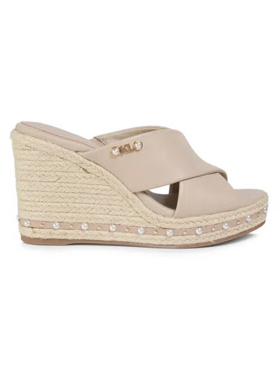 Karl Lagerfeld Women's Cellyn 100mm Leather Wedge Sandals