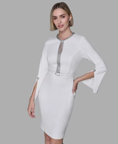 Karl Lagerfeld Women's Chain Trim Sheath Dress In White