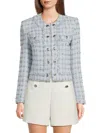Karl Lagerfeld Women's Chambray Tweed Cropped Jacket