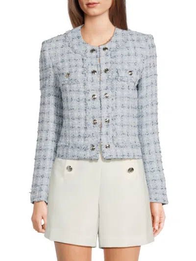 Karl Lagerfeld Women's Chambray Tweed Cropped Jacket