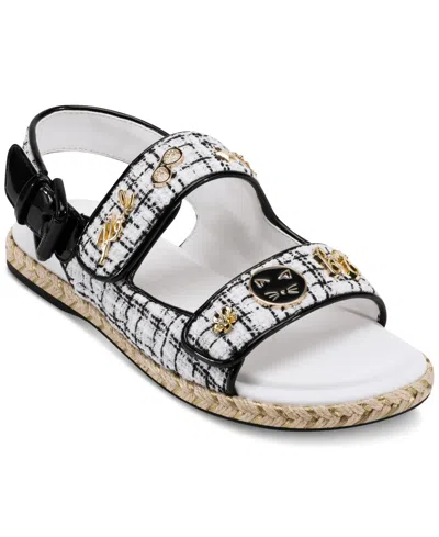 Karl Lagerfeld Women's Charlay Almond Toe Flat Sandals In White,black