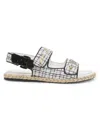 Karl Lagerfeld Women's Charlay Logo Tweed Sandals In White Black
