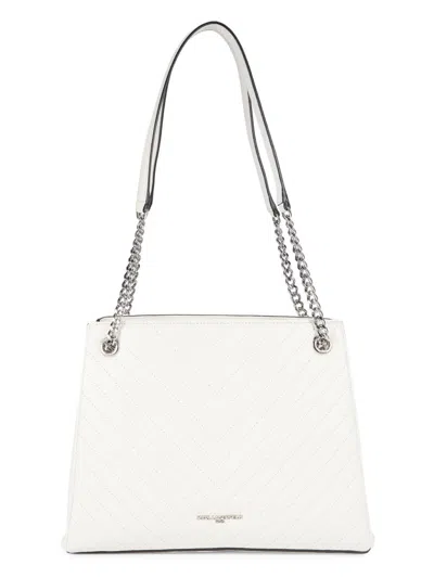 Karl Lagerfeld Women's Charlotte Quilted Leather Shoulder Bag In White