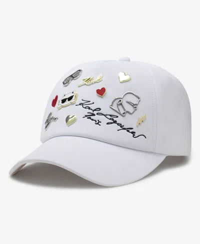 Karl Lagerfeld Women's Charm Baseball Hat In White