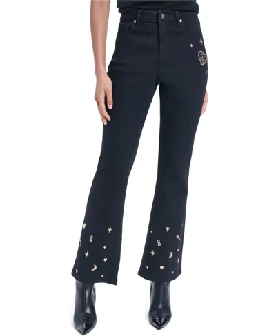 Karl Lagerfeld Women's Charm Detail Bootcut Jeans In Black