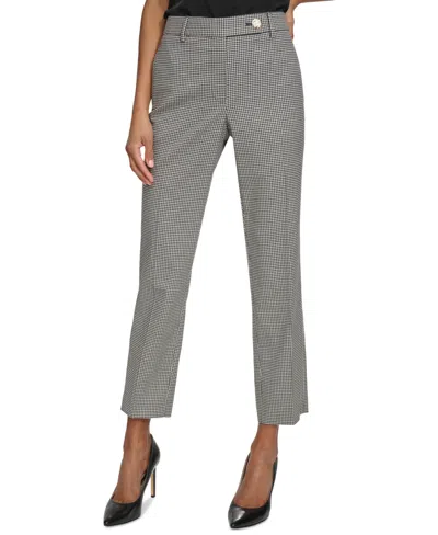 Karl Lagerfeld Women's Checkered Mid Rise Straight-leg Pants In Black,cappuccino