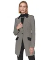 Karl Lagerfeld Women's Checkered One-button Blazer In Blk,sft Wt