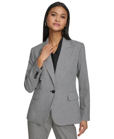 Karl Lagerfeld Women's Checkered Single-button Blazer In Black,cappuccino