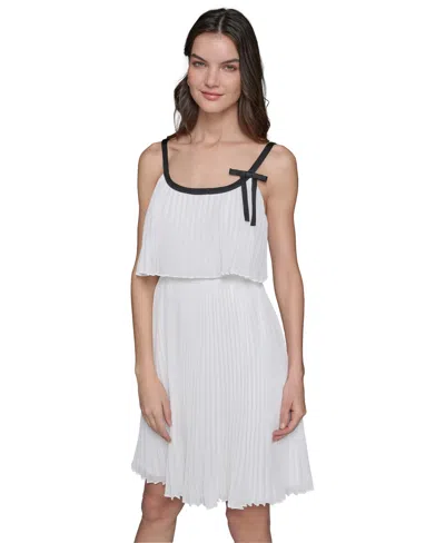 Karl Lagerfeld Women's Chiffon Bow-detail A-line Dress In Black