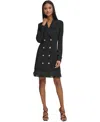 Karl Lagerfeld Women's Button-front Ruffled-hem Blazer Dress In Black