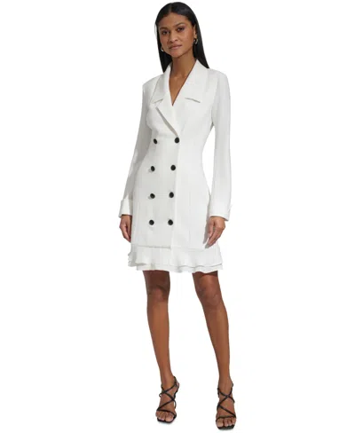 Karl Lagerfeld Women's Chiffon-hem Blazer Dress In White